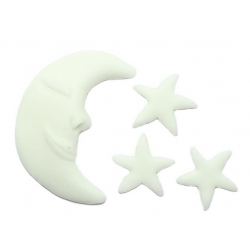 Figurka cukrowa księżyc z gwiazdkami biały